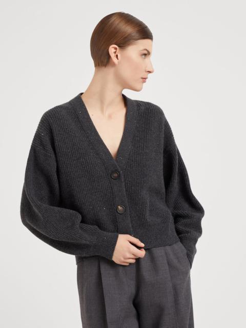 Sparkling & Dazzling cashmere and wool English rib knit cardigan