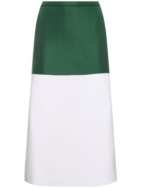 FERRAGAMO Bicolor viscose blend midi skirt