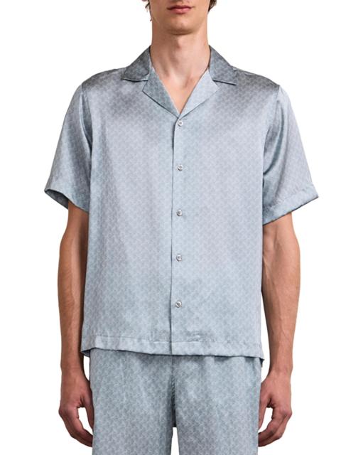 FRESCOBOL CARIOCA Men's Roberto Printed Silk Camp Shirt - Coastal Blue