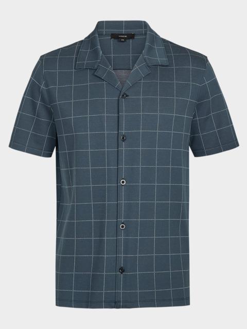 Vince Men's Windowpane Check Camp Shirt
