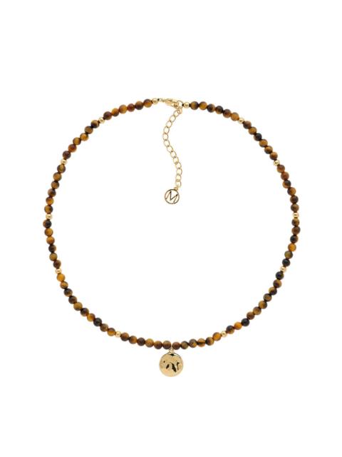 MELISSA ODABASH TIGERS EYE BEADED DISC NECKLACE