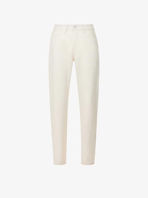 Noxon brand-patch wide-leg high-rise cotton trousers