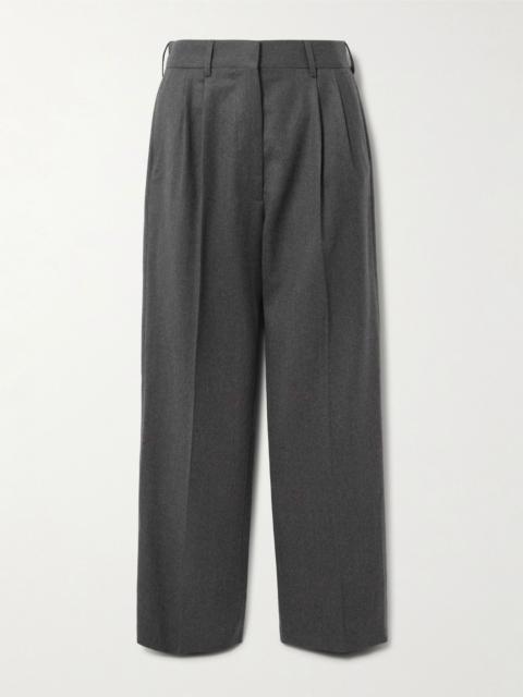 BLAZÉ MILANO Fox pleated wool-twill straight-leg pants Dark gray