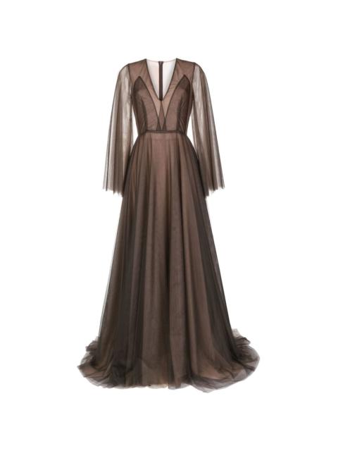 sheer-panel evening gown