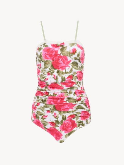 Chloé ROSE-PRINT RUCHED BODYSUIT