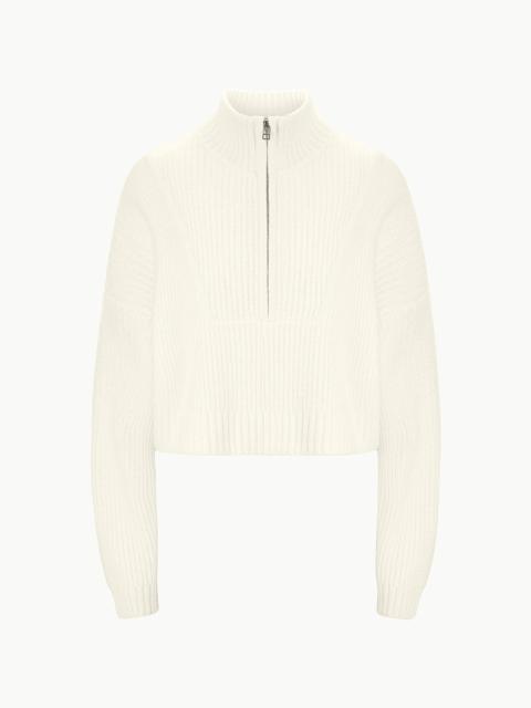 STAUD CASHMERE CROPPED HAMPTON SWEATER IVORY