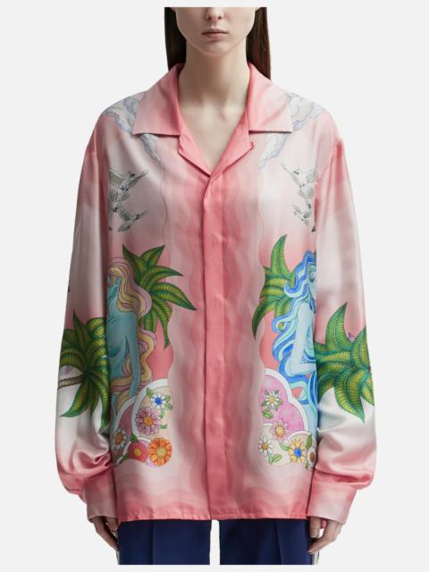 CASABLANCA PAIX ET AMOUR TENNIS CLUB SILK SHIRT