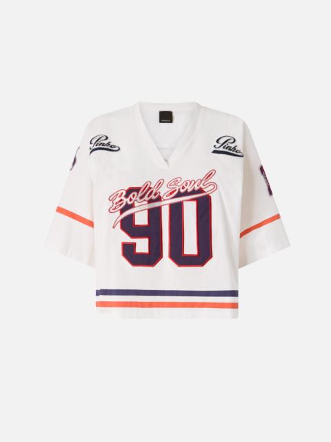 PINKO OVERSIZED JERSEY T-SHIRT WITH GRAPHIC PRINT AND SPORTY DETAILS