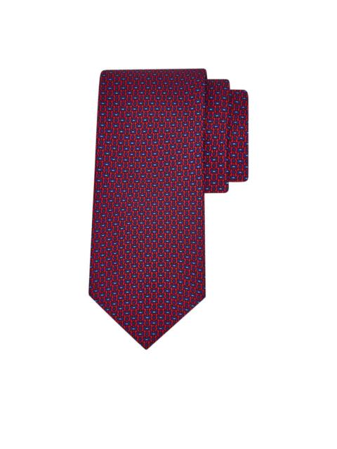 FERRAGAMO gancini print silk tie