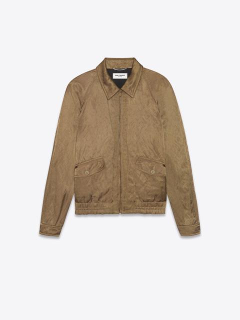 SAINT LAURENT zipped raglan jacket in metallic satin