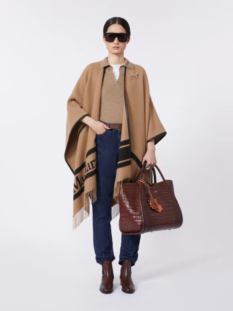 Max Mara Jacquard wool poncho - CAMEL