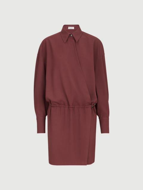 Brunello Cucinelli Virgin wool fluid twill shirt dress with monili