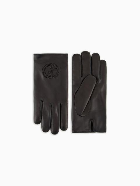 GIORGIO ARMANI Nappa 가죽 장갑 자수 로고