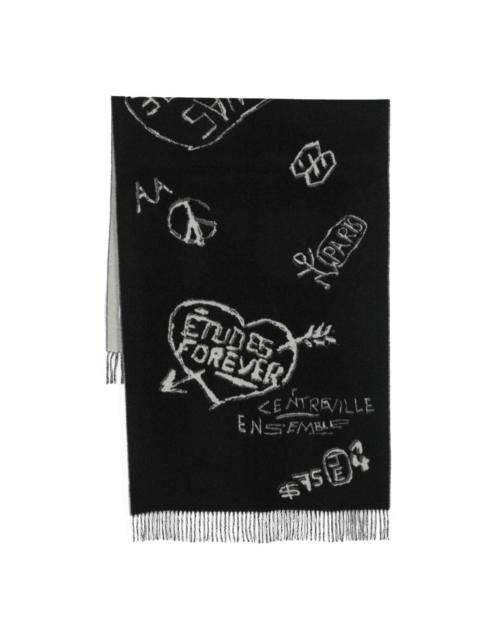 Étude graffiti-print fringed scarf