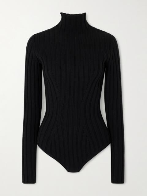Alaïa Ribbed Wool Turtleneck Bodysuit