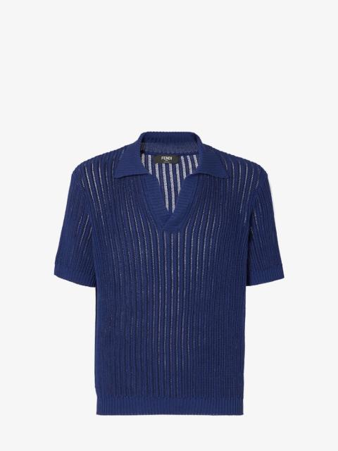 FENDI Polo shirt Blue cotton sweater
