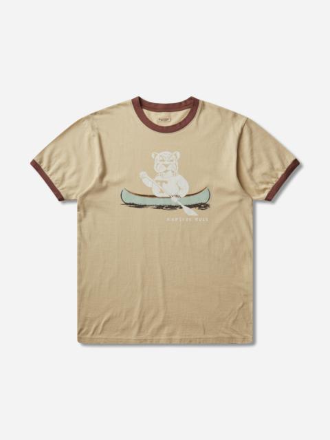 Kapital Men's 20/-Jersey Ringer T-Shirt ("T" Tiger) Beige