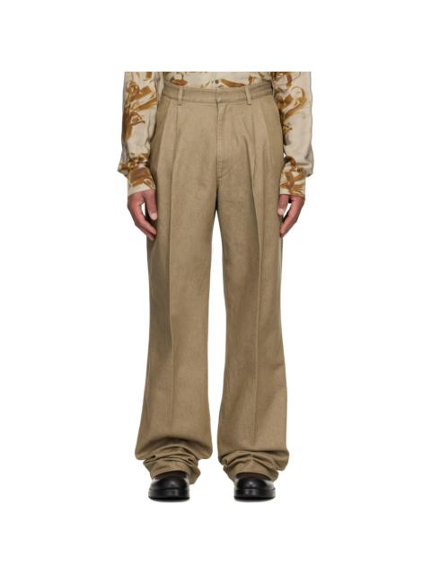 Dries Van Noten Beige Pleated Jeans