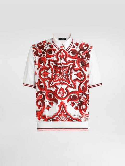 Dolce & Gabbana Majolica-print polo shirt in silk