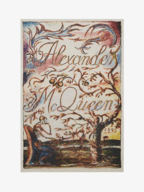 Alexander McQueen Blake Illustration Scarf in Ivory/light Brown