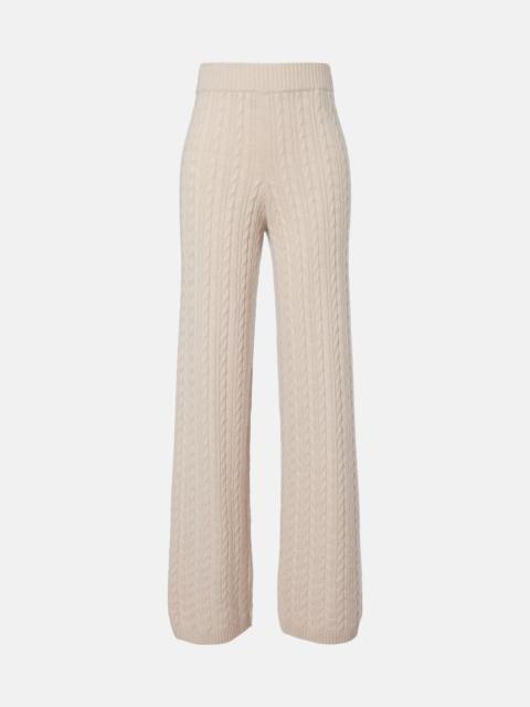 AGNONA Cable-knit cashmere wide-leg pants