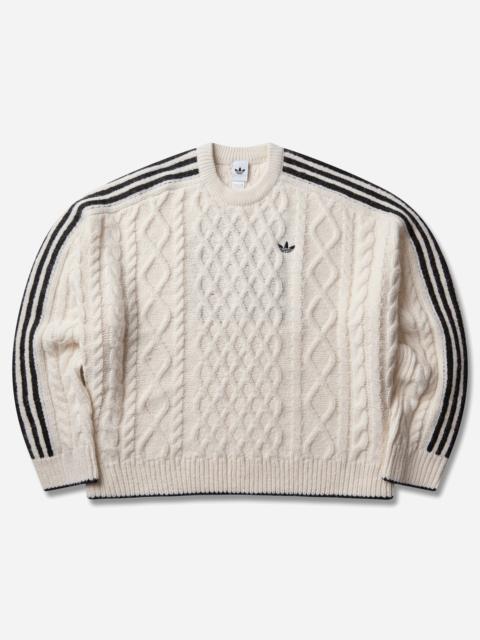 adidas Originals Women's Cable Knit Sweater Core White / Black