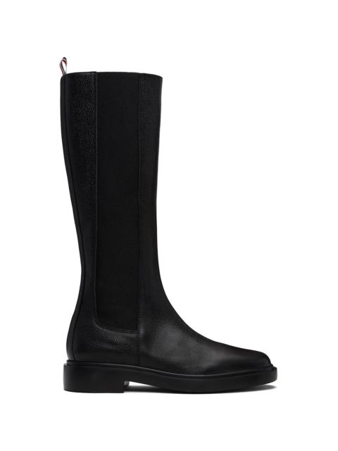 Thom Browne Black Pebble Grain 4-Bar Knee High Chelsea Boots