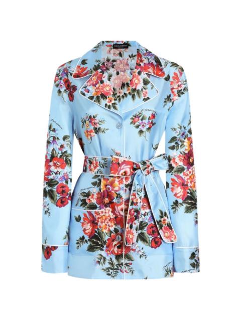 Dolce & Gabbana flower bouquet-print silk vanity shirt
