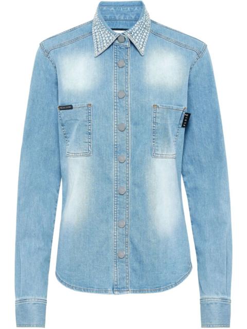 PHILIPP PLEIN crystal-embellished denim shirt