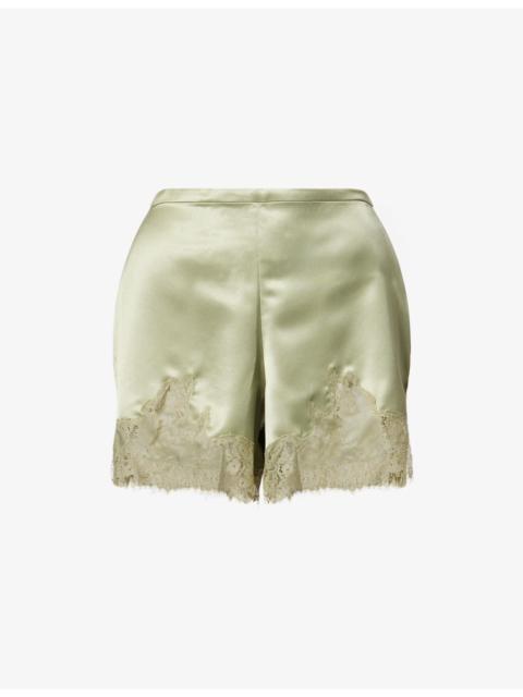 Reformation Fern Floral-Lace Satin Shorts