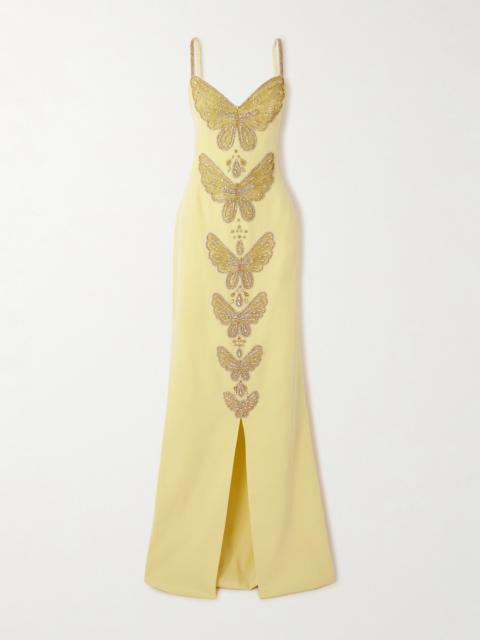 GEORGES HOBEIKA Embellished Silk-blend Crepe Gown