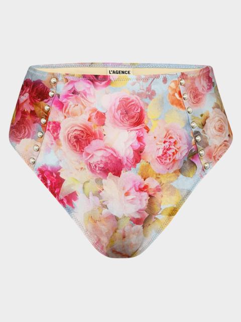 L'AGENCE Vanessa Soft Cloud Floral High-Waist Bikini Bottoms