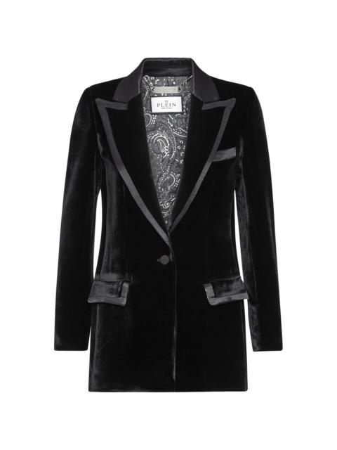 contrasting-trim velvet blazer