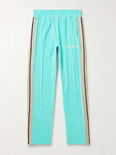 Palm Angels Tapered Logo-Embroidered Striped Cotton-Blend Chenille Track Pants
