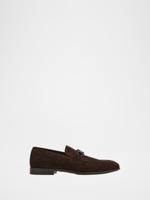 FERRAGAMO Men & apos;s Foster Textured Suede Gancini Bit Loafers