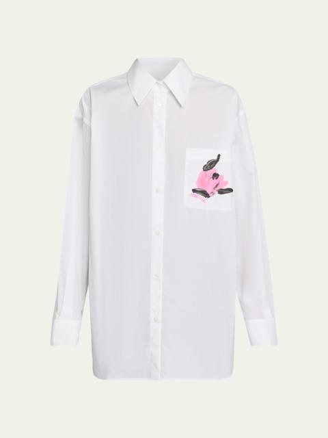 Marni Flower Patch Oversized Button-Down Shirt