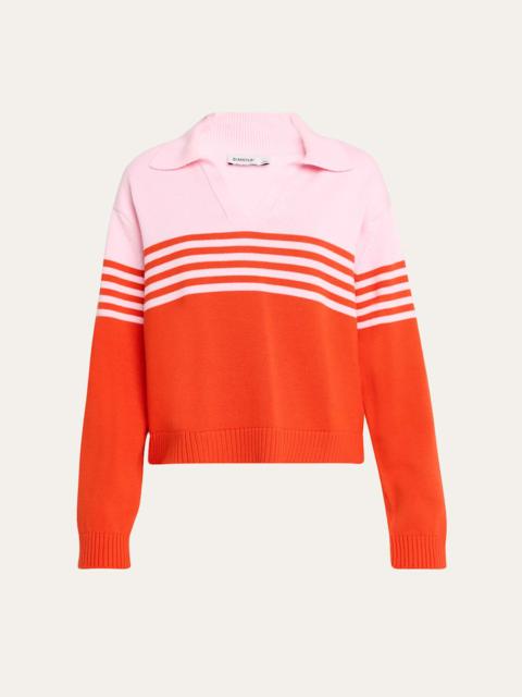 SIMKHAI Jules Stripe Polo Sweater