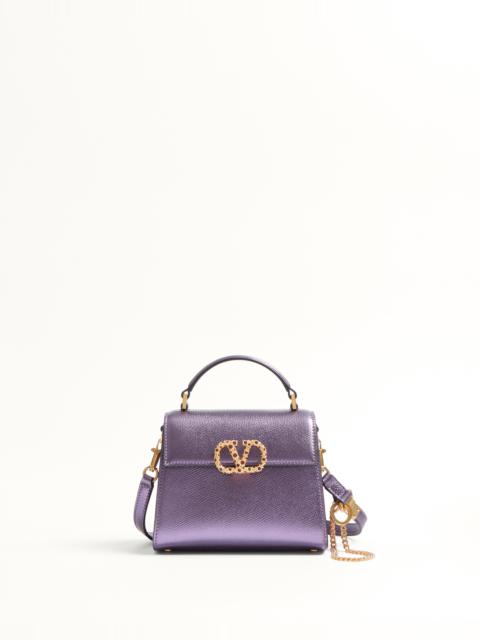 Valentino VALENTINO GARAVANI VSLING MINI HANDBAG IN LAMINATED GRAINY CALFSKIN WITH JEWEL LOGO