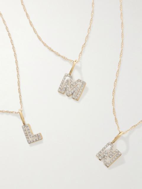 STONE AND STRAND Varsity Initial 10-karat gold diamond necklace Gold
