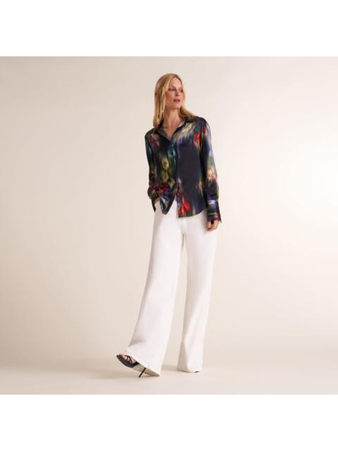 M.M.LaFleur Tatum Button-Down Shirt - Printed Silk Charmeuse Blend