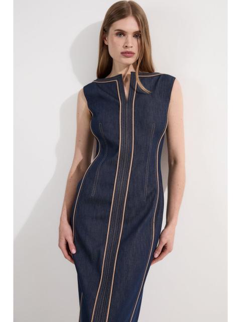 KAREN MILLEN Archive Collection - Tailored Denim Pocketed Maxi Dress