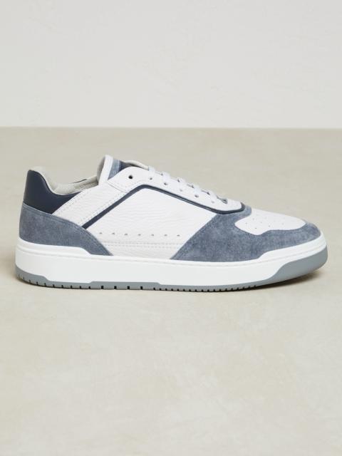 Brunello Cucinelli Grained calfskin and washed suede basket sneakers