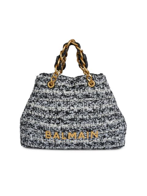 Balmain Women's 1945 Soft Cabas-Tweed Tote Bag - Noir Blanc