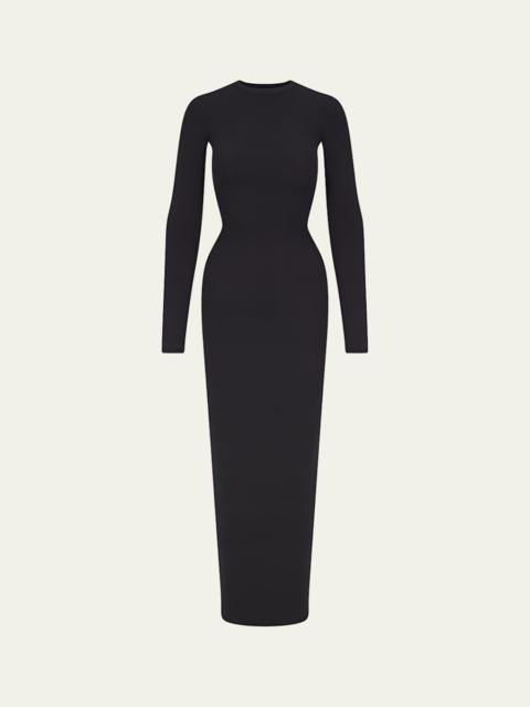 SKIMS Fits Everybody Long-Sleeve Crewneck Maxi Dress