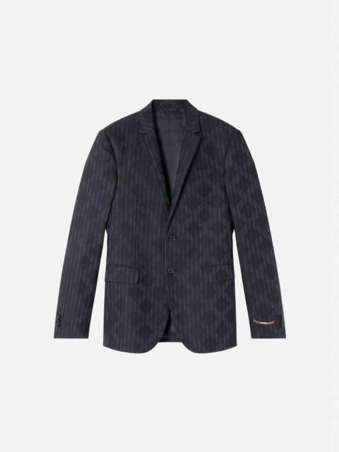 VERSACE Pinstripe Argyle Wool Jacquard Blazer