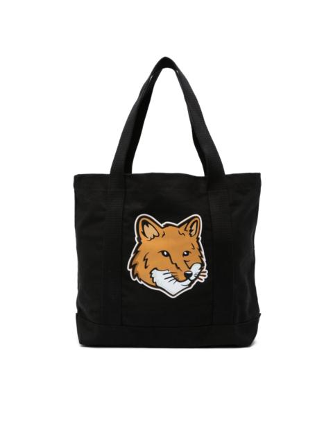 fox head-print cotton tote