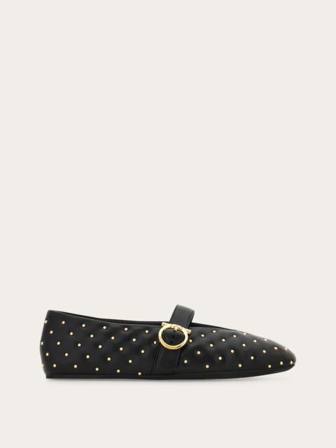 FERRAGAMO Studded Gancini buckle ballet flat