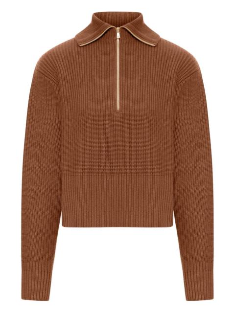 Max Mara ribbed wool zip-neck sweater