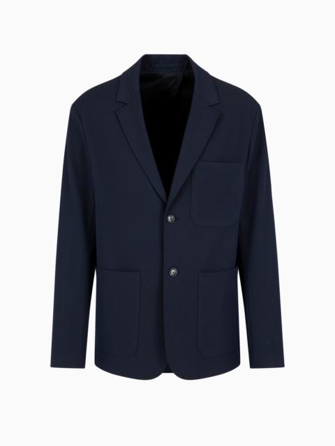EMPORIO ARMANI Single-breasted jacket in compact fabric with a wool finish