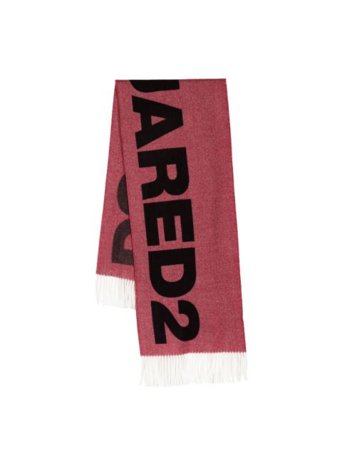 DSQUARED2 logo-print frayed-trim scarf